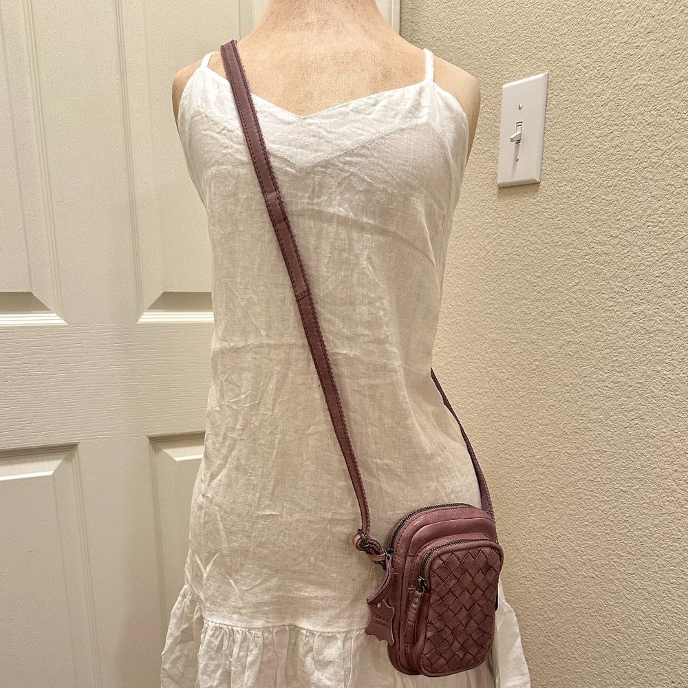 Genicci Women's Soft Genuine Leather Crossbody Phone Bag Lilac Boho Small  (NEW)